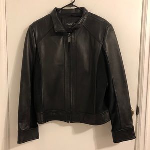 Pasha & Jo black leather/suede jacket - size Large